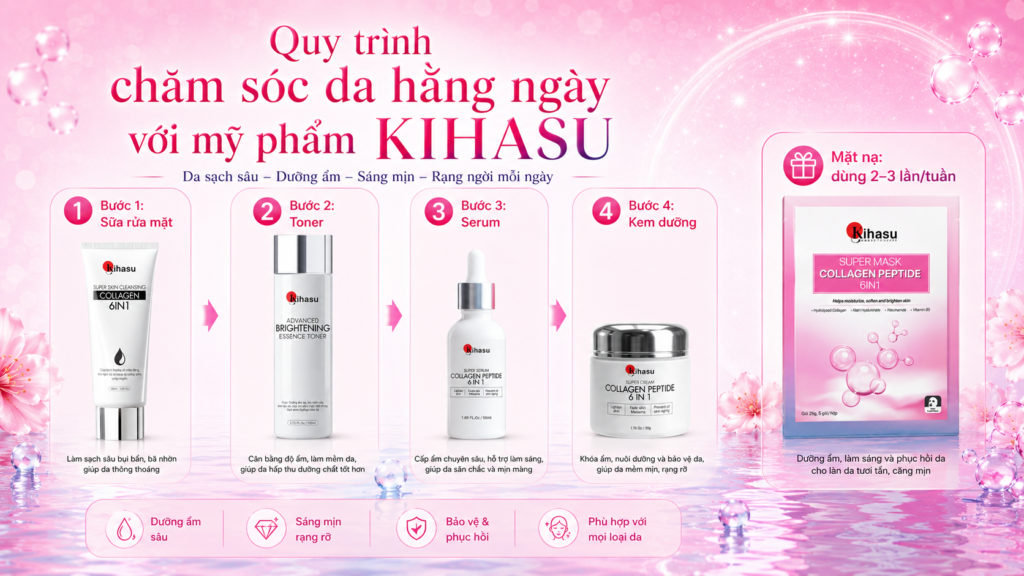 Quy trình chăm sóc da hằng ngày với mỹ phẩm KIHASU
