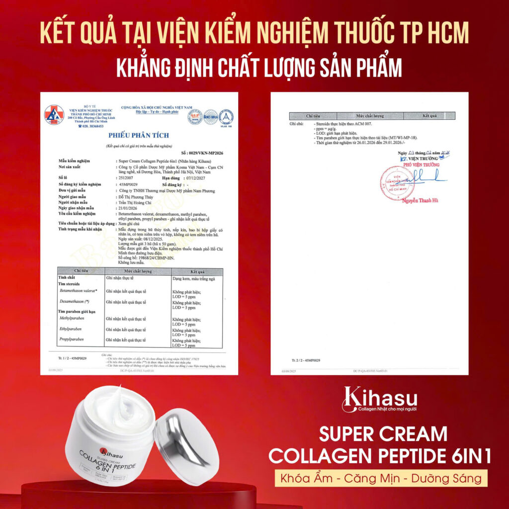 Giấy chứng nhận kiểm nghiệm không chứa corticoid: Kiểm nghiệm độc lập – Không phát hiện corticoid, paraben và chất tạo màu độc hại.