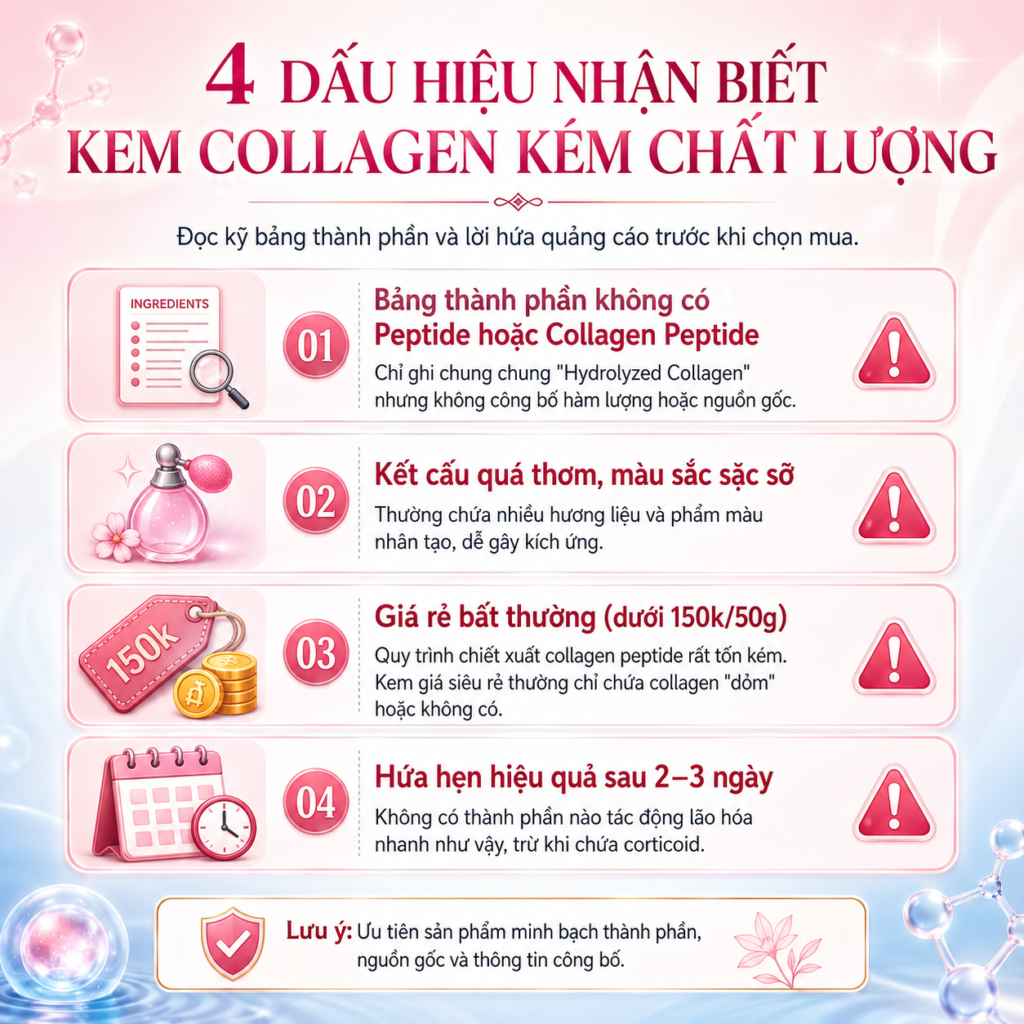 Những dấu hiệu nhận biết sản phẩm kem collagen kém chất lượng Những dấu hiệu nhận biết sản phẩm kem collagen kém chất lượng