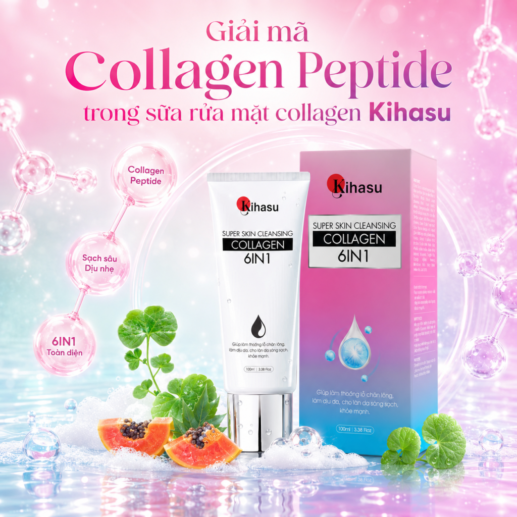 collagen peptide trong sữa rửa mặt thẩm thấu vào da như thế nào