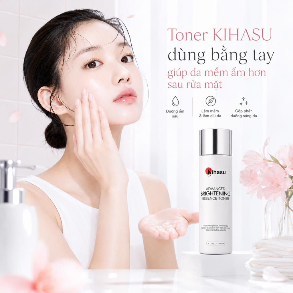 Toner KIHASU dùng bằng tay giúp da mềm ẩm hơn sau rửa mặt Toner KIHASU dùng bằng tay giúp da mềm ẩm hơn sau rửa mặt
