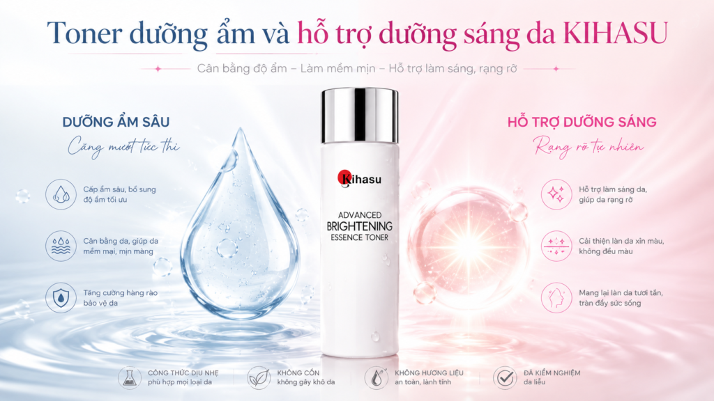Toner dưỡng ẩm và hỗ trợ dưỡng sáng da KIHASU