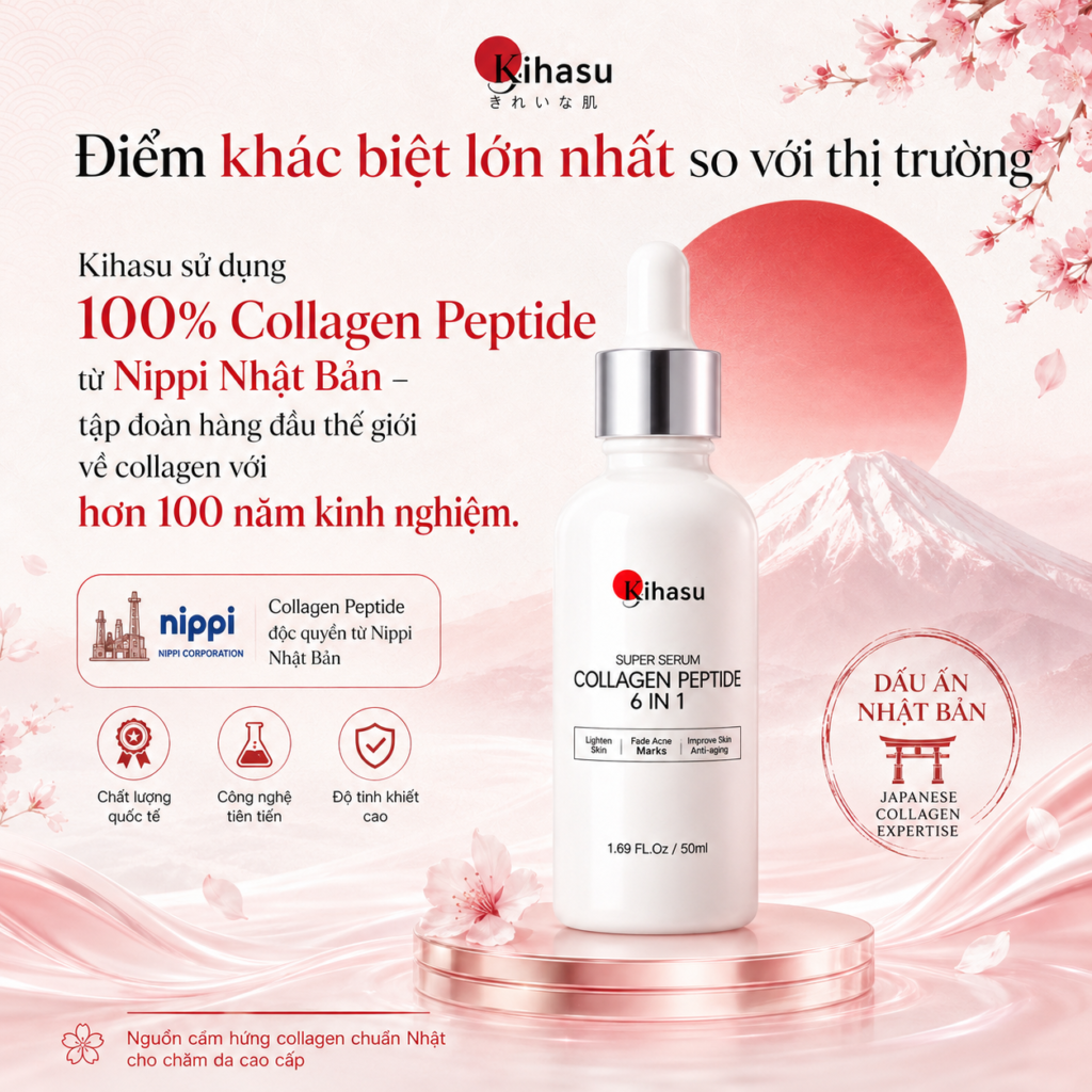 So sánh Serum Collagen Peptide Kihasu 6in1