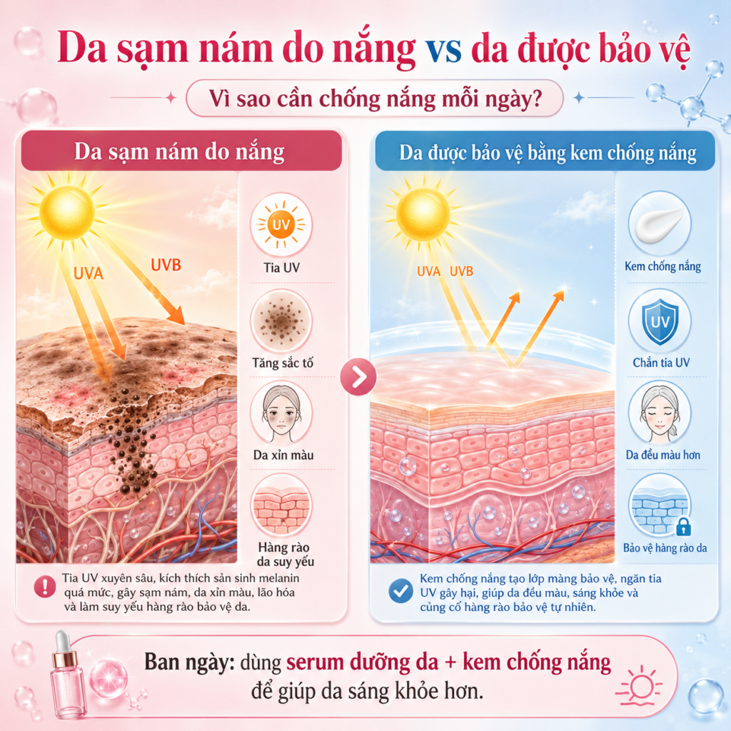 dùng serum dưỡng trắng phải chống nắng