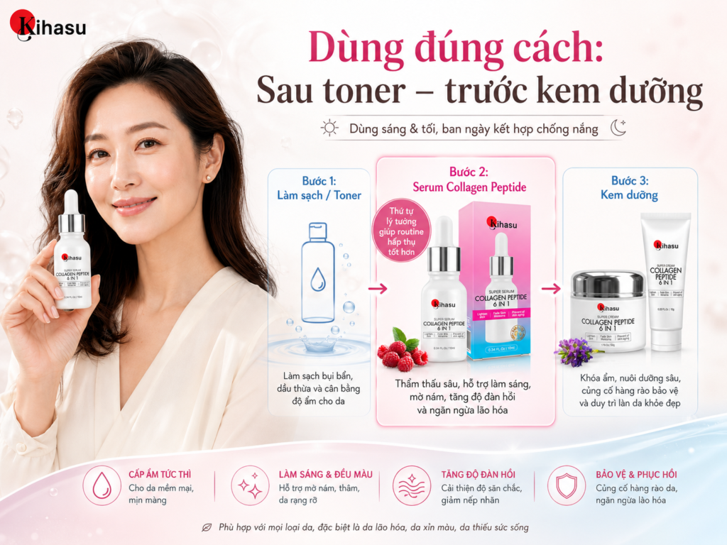 4 tác động nổi bật khi dùng Serum Collagen Peptide KIHASU