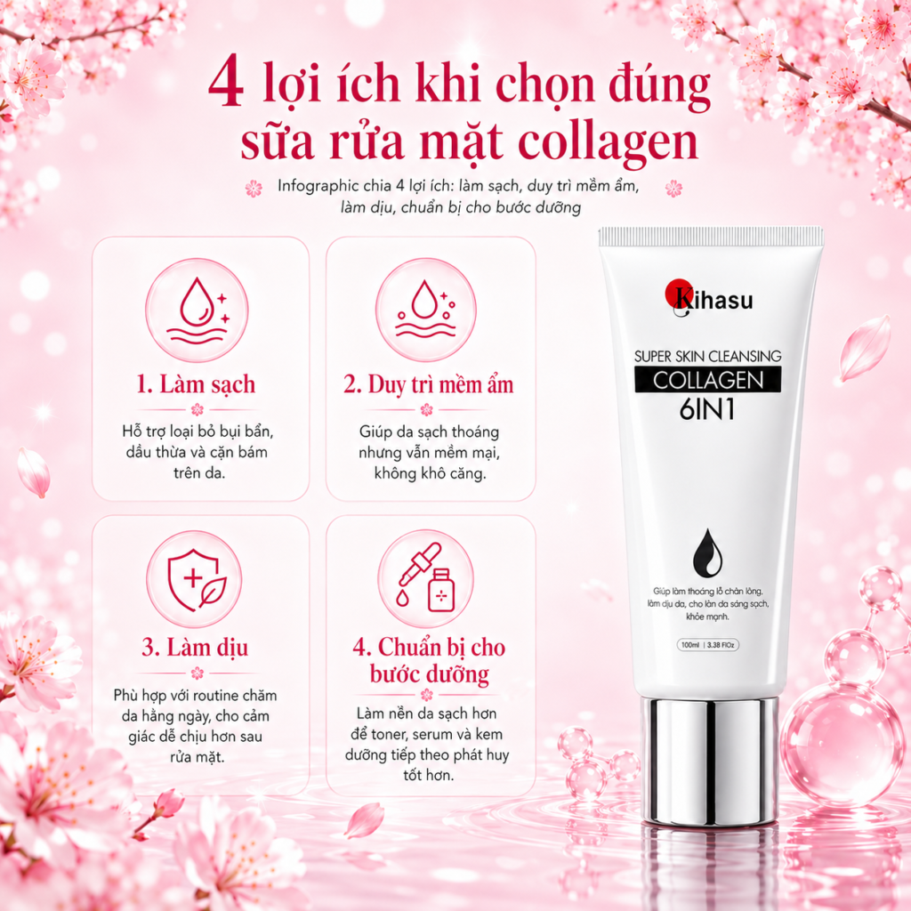 Sữa rửa mặt collagen lợi ích