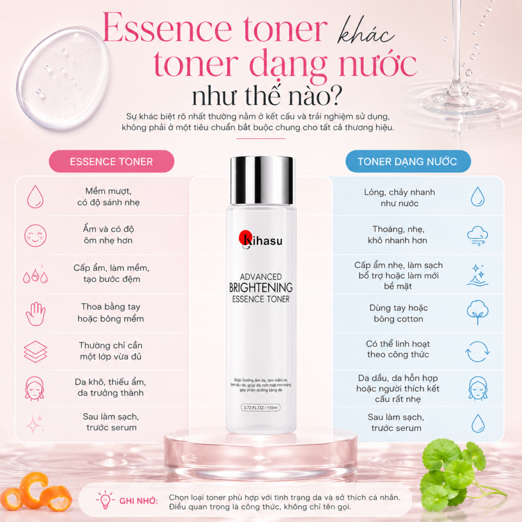 Essence toner khác toner dạng nước như thế nào? Essence toner khác toner dạng nước như thế nào?