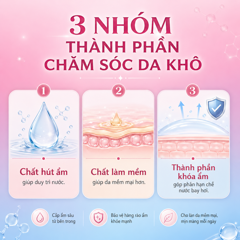 Chất hút ẩm làm mềm và khóa ẩm trong kem dưỡng da khô