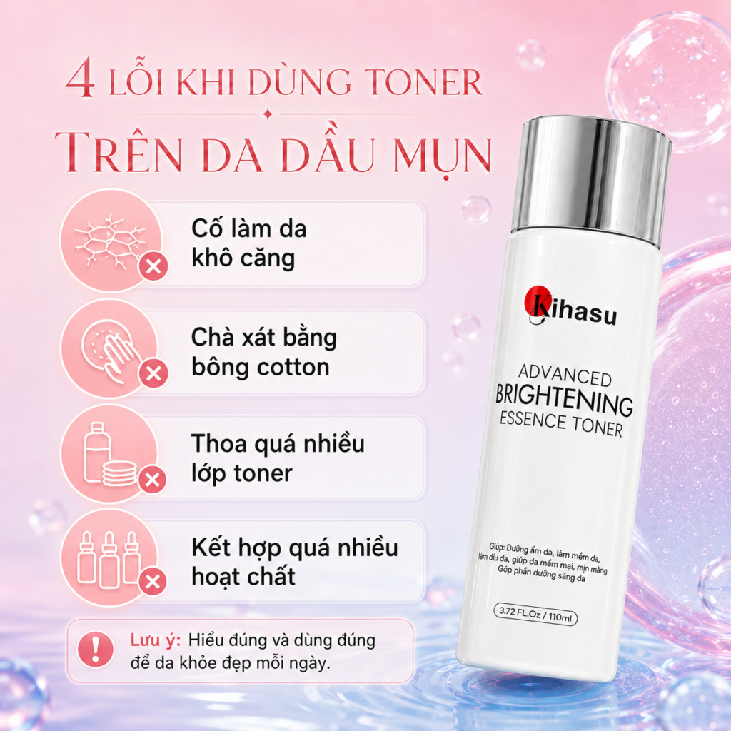 Những lỗi thường gặp khi sử dụng toner cho da dầu mụn