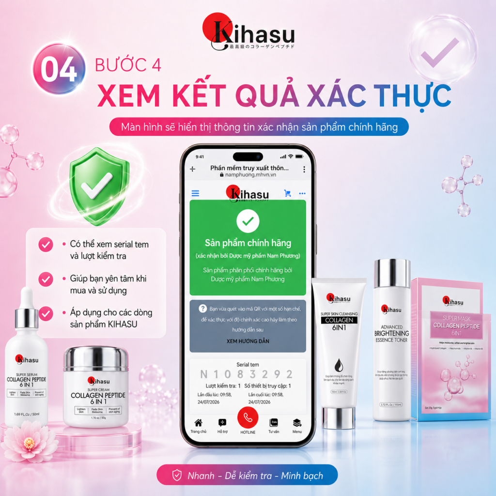 Xem kết quả xác thực sản phẩm KIHASU