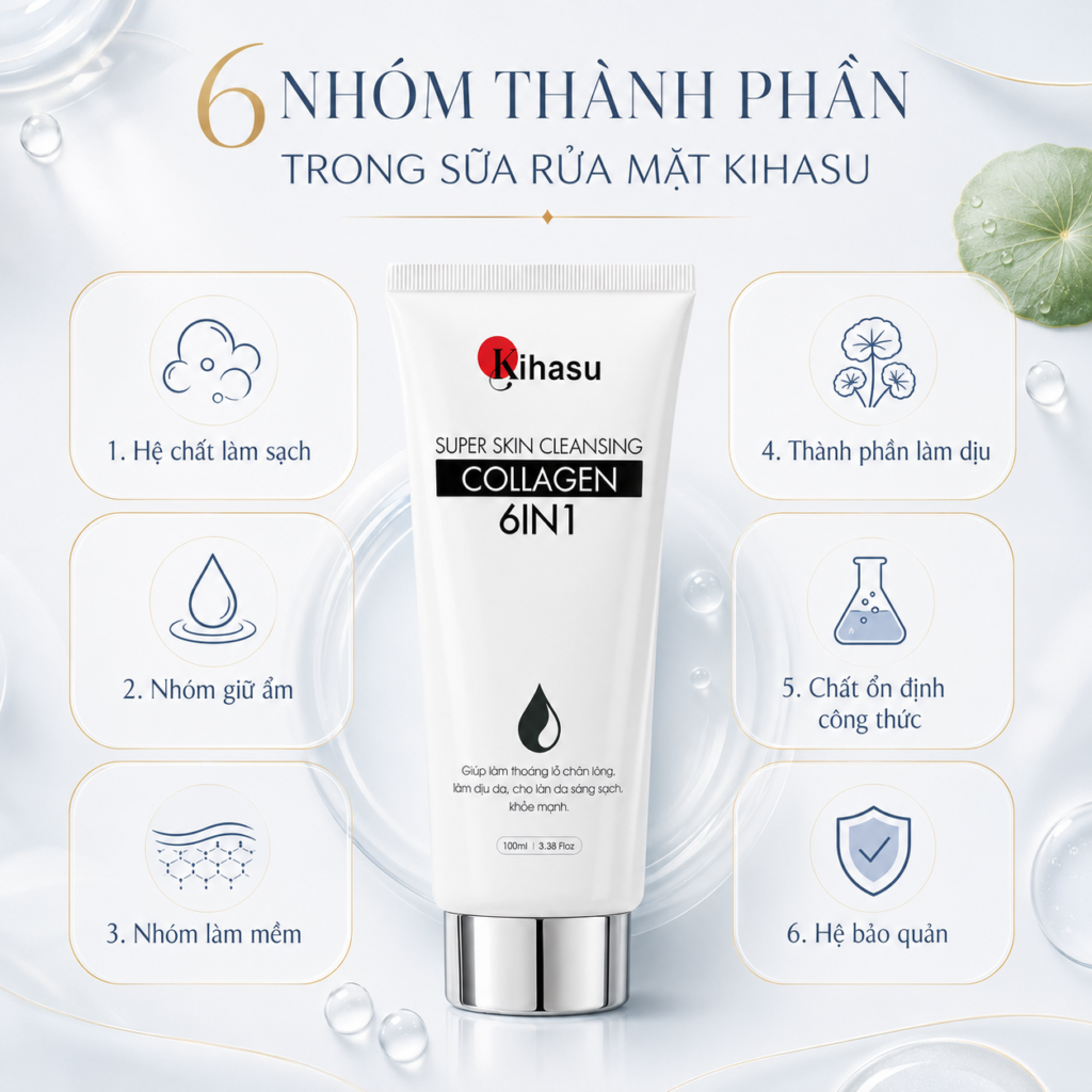 Bảng thành phần Sữa Rửa Mặt KIHASU 6in1