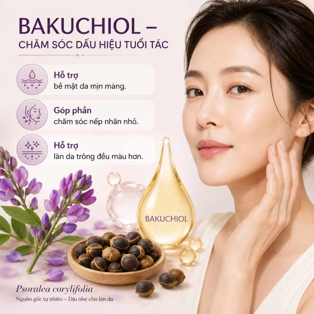 Bakuchiol trong kem dưỡng hỗ trợ chăm sóc dấu hiệu tuổi tác