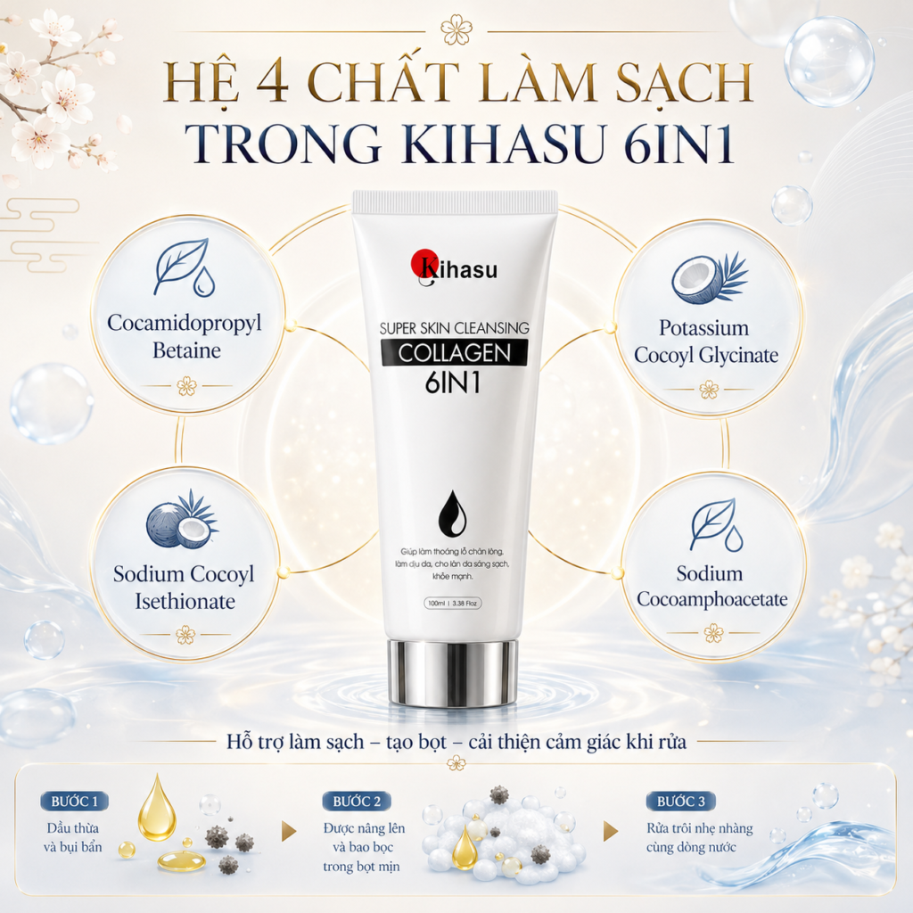 Hệ chất làm sạch của Sữa Rửa Mặt KIHASU