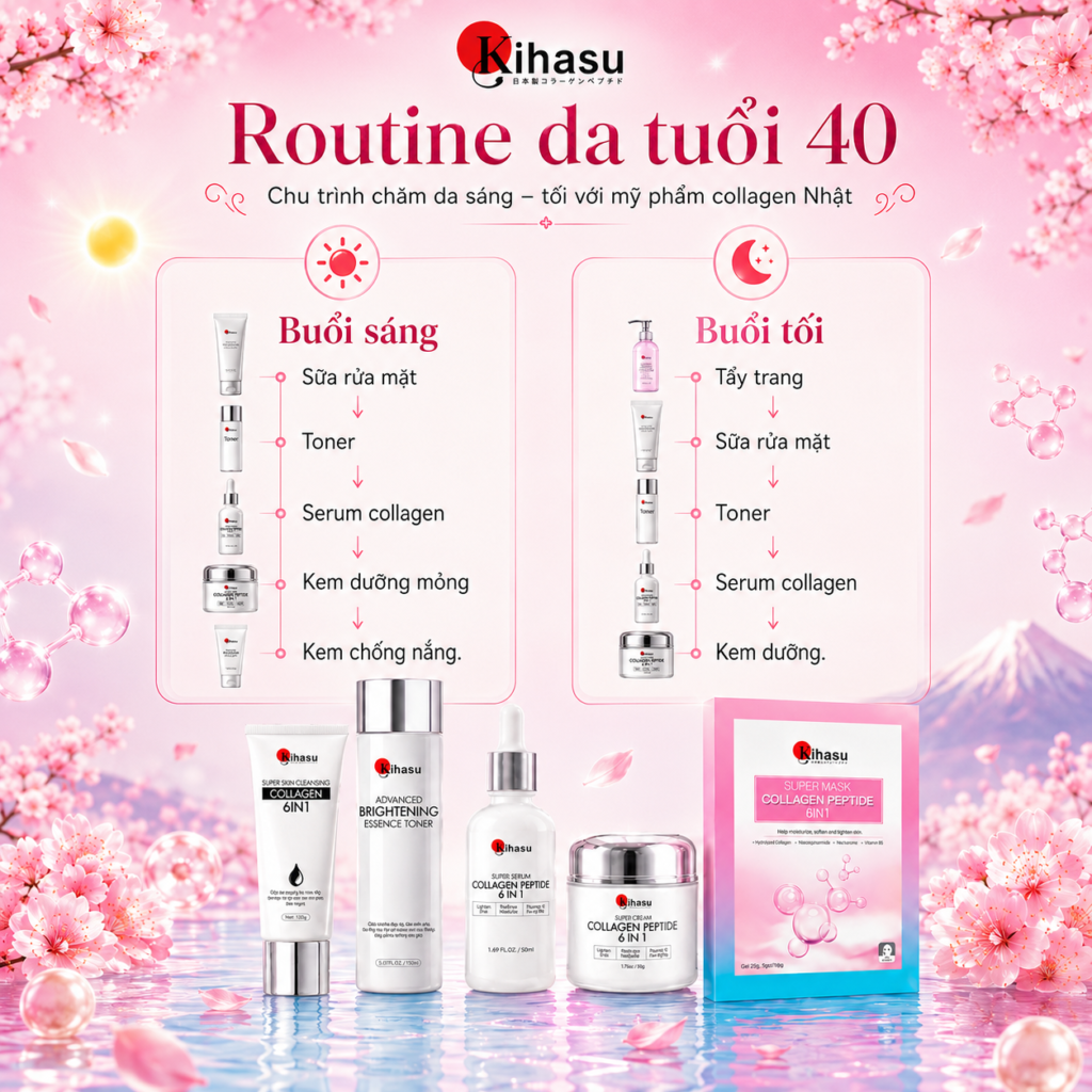 Gợi ý routine da tuổi 40 sáng và tối