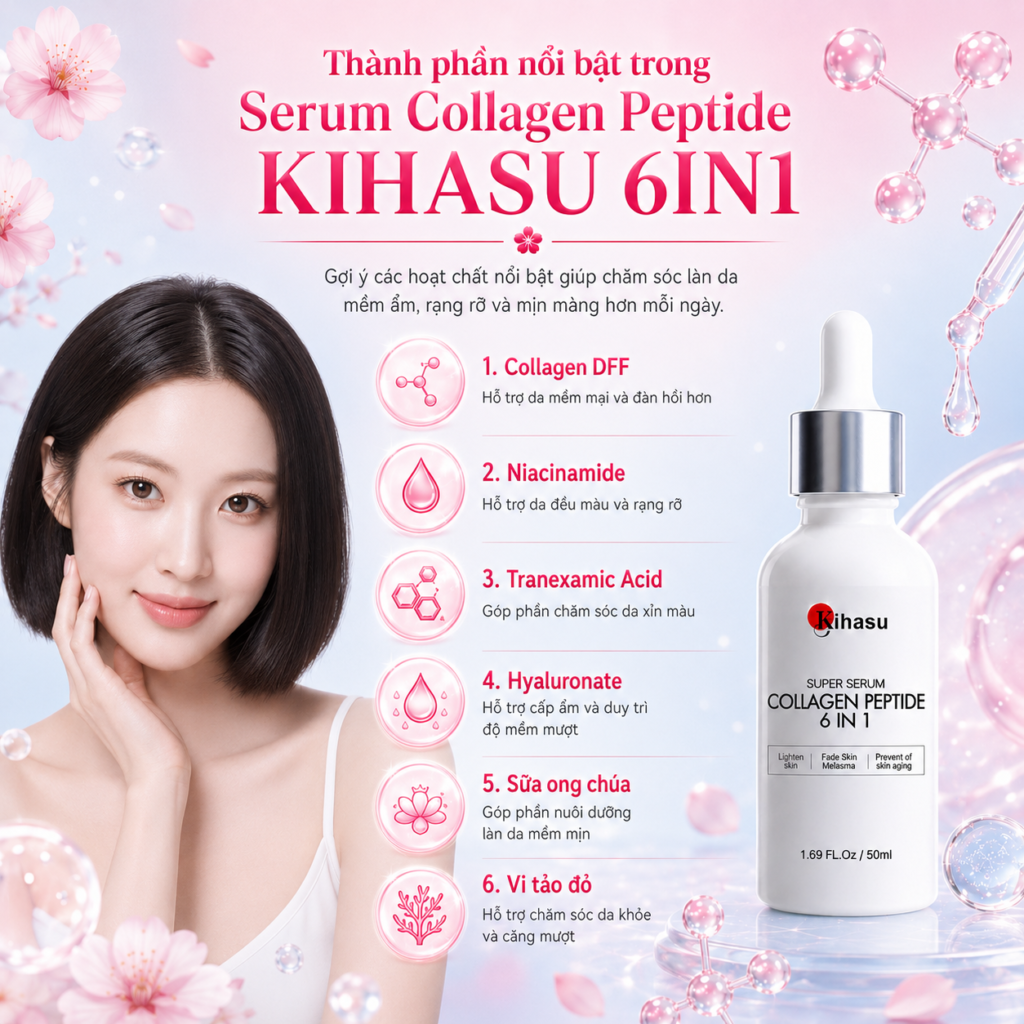 Serum Collagen Peptide KIHASU 6IN1 có gì nổi bật?