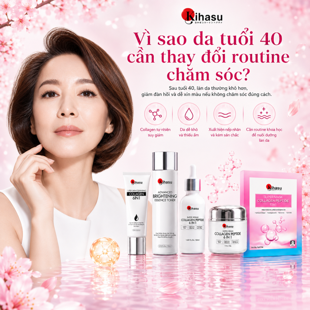 Vì sao da tuổi 40 cần thay đổi routine chăm sóc?