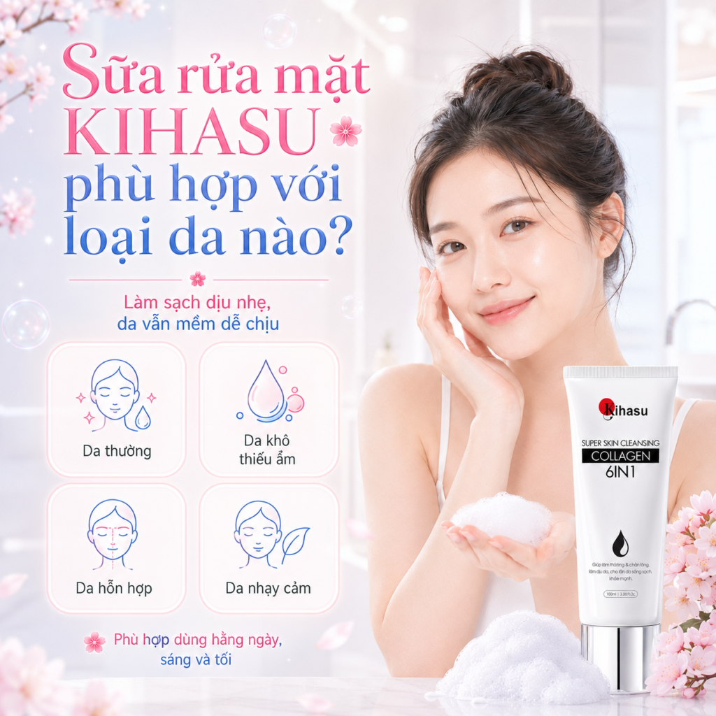 Sữa rửa mặt KIHASU phù hợp với loại da nào?