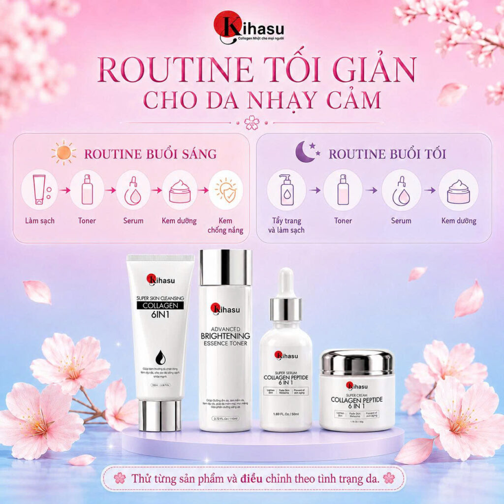 Routine sử dụng kem collagen cho da nhạy cảm Routine sử dụng kem collagen cho da nhạy cảm