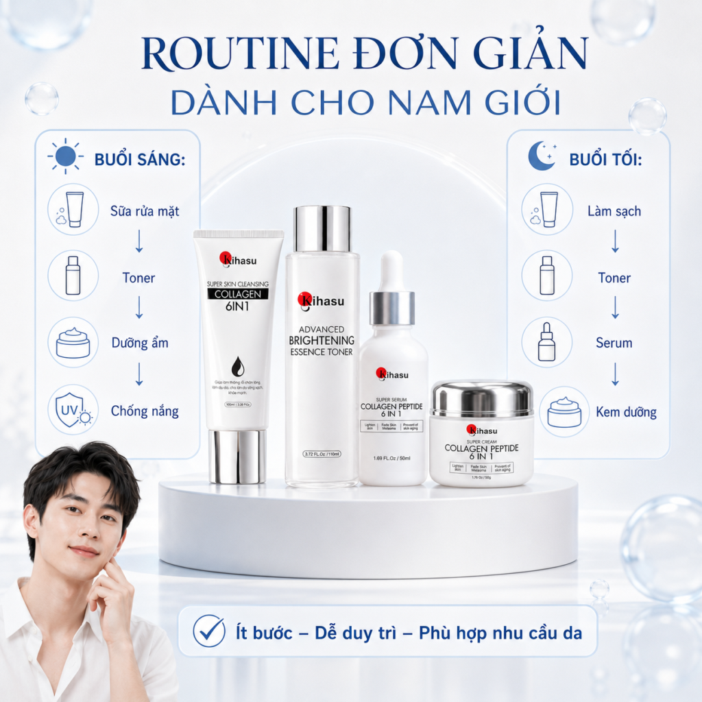 Routine chăm sóc da buổi sáng và buổi tối dành cho nam giới