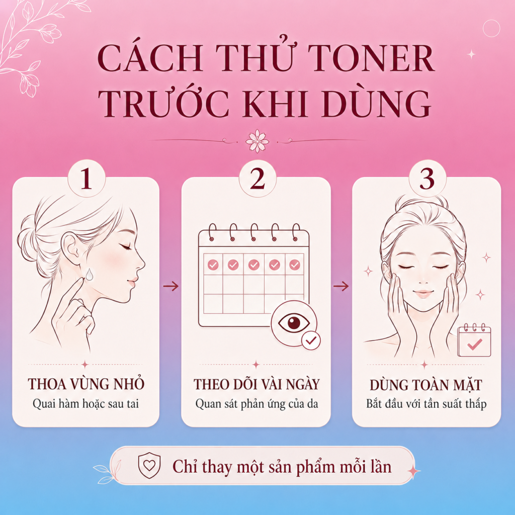 Hướng dẫn thử toner trước khi dùng toàn mặt]