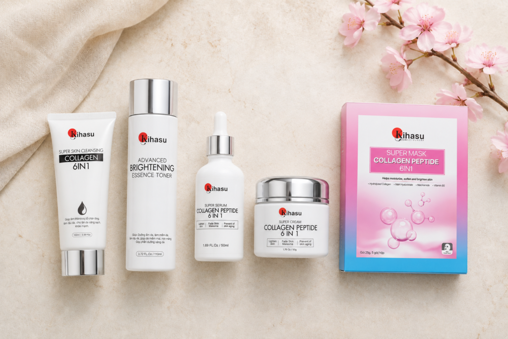 Routine sử dụng serum collagen peptide trước kem dưỡng và kem chống nắng