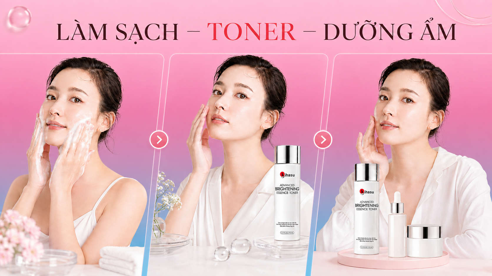 Ba bước dùng toner cho da khô]