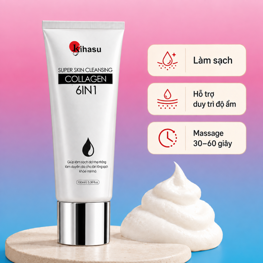 Sữa rửa mặt Collagen KIHASU 6IN1 100ml
